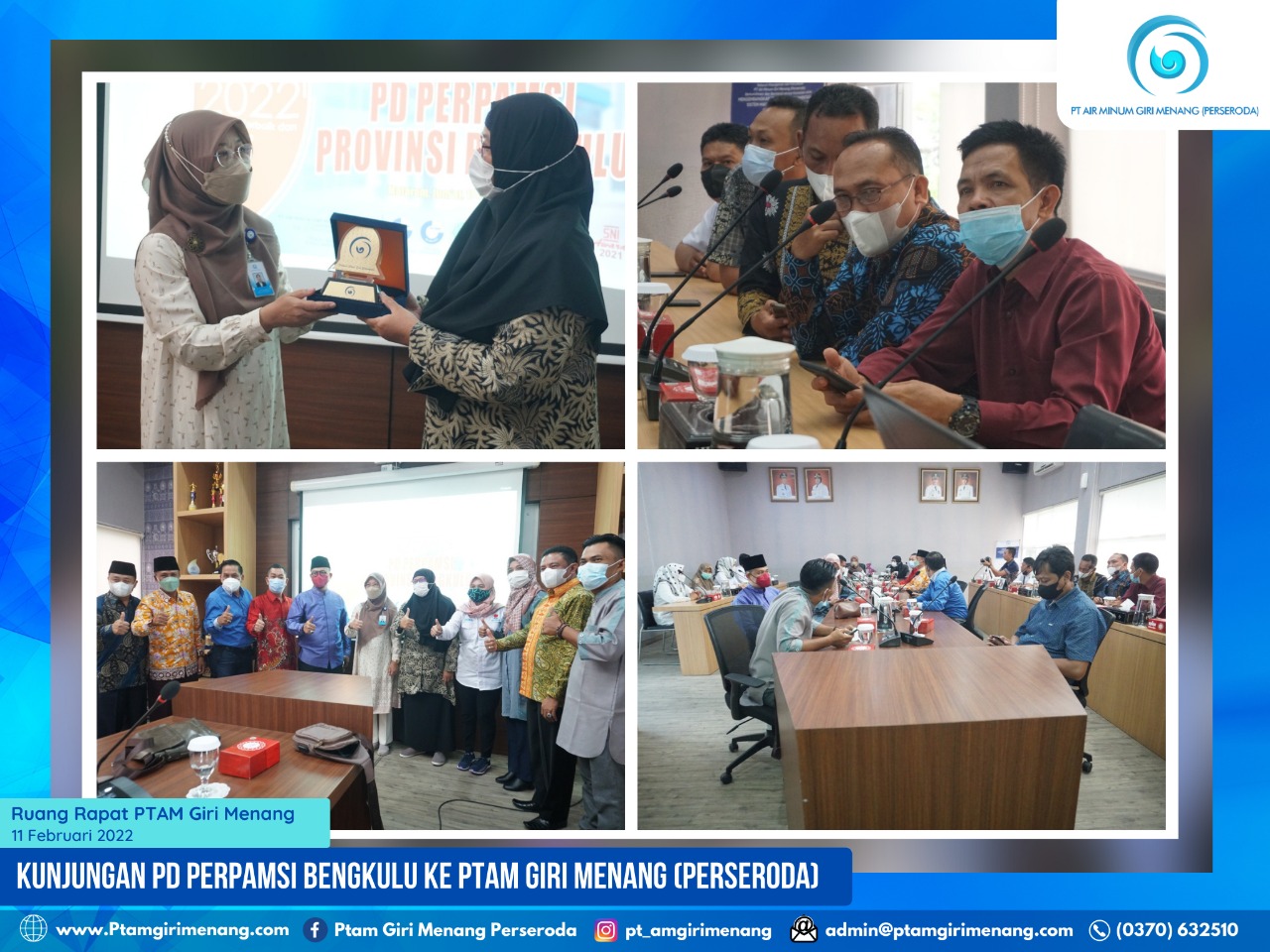 PD PERPAMSI BENGKULU MELAKUKAN KUNJUNGAN KERJA KE PTAM GIRI MENANG TERKAIT PEMUTAKHIRAN TEKNOLOGI