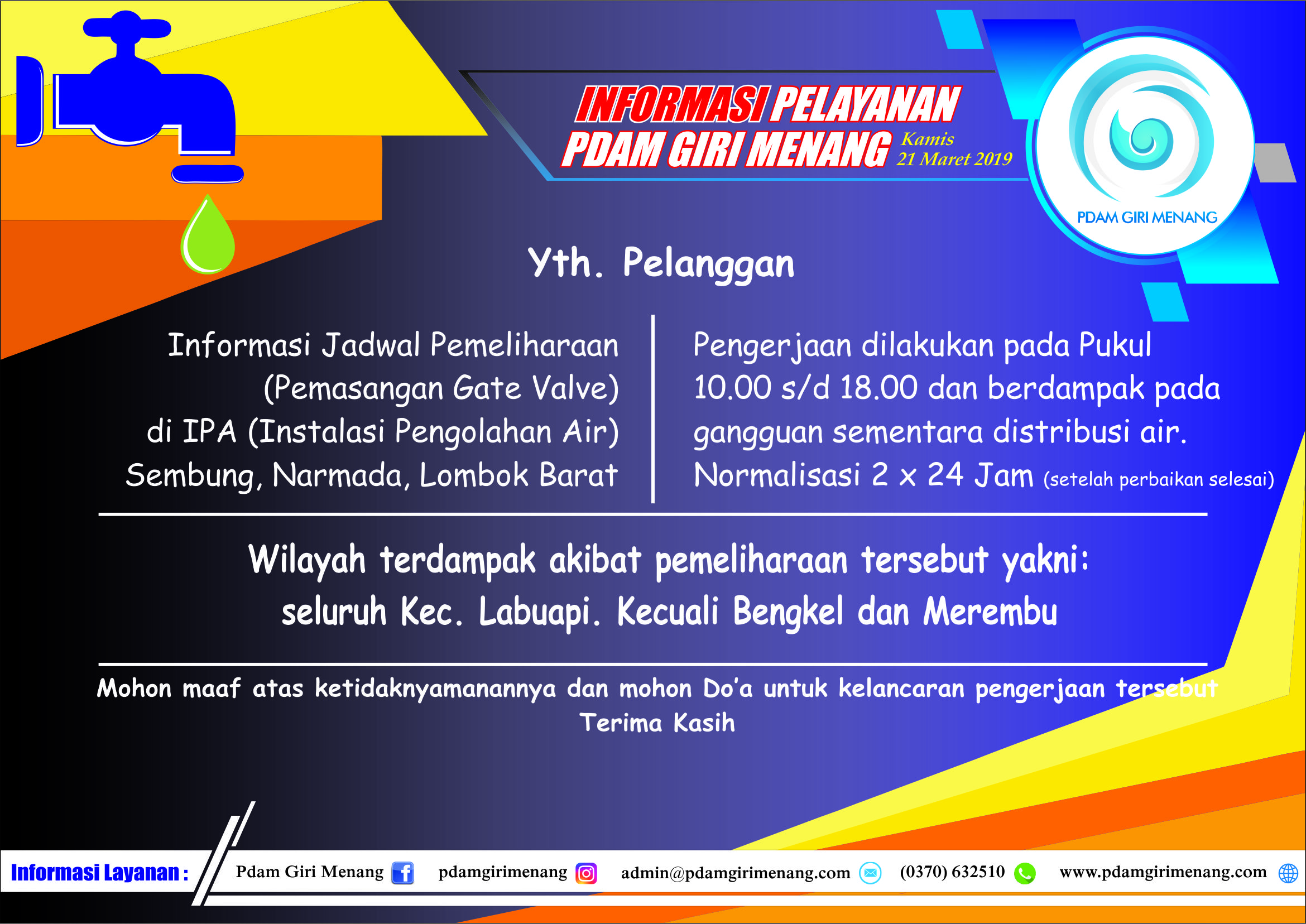 Informasi Pelayanan PDAM Giri Menang