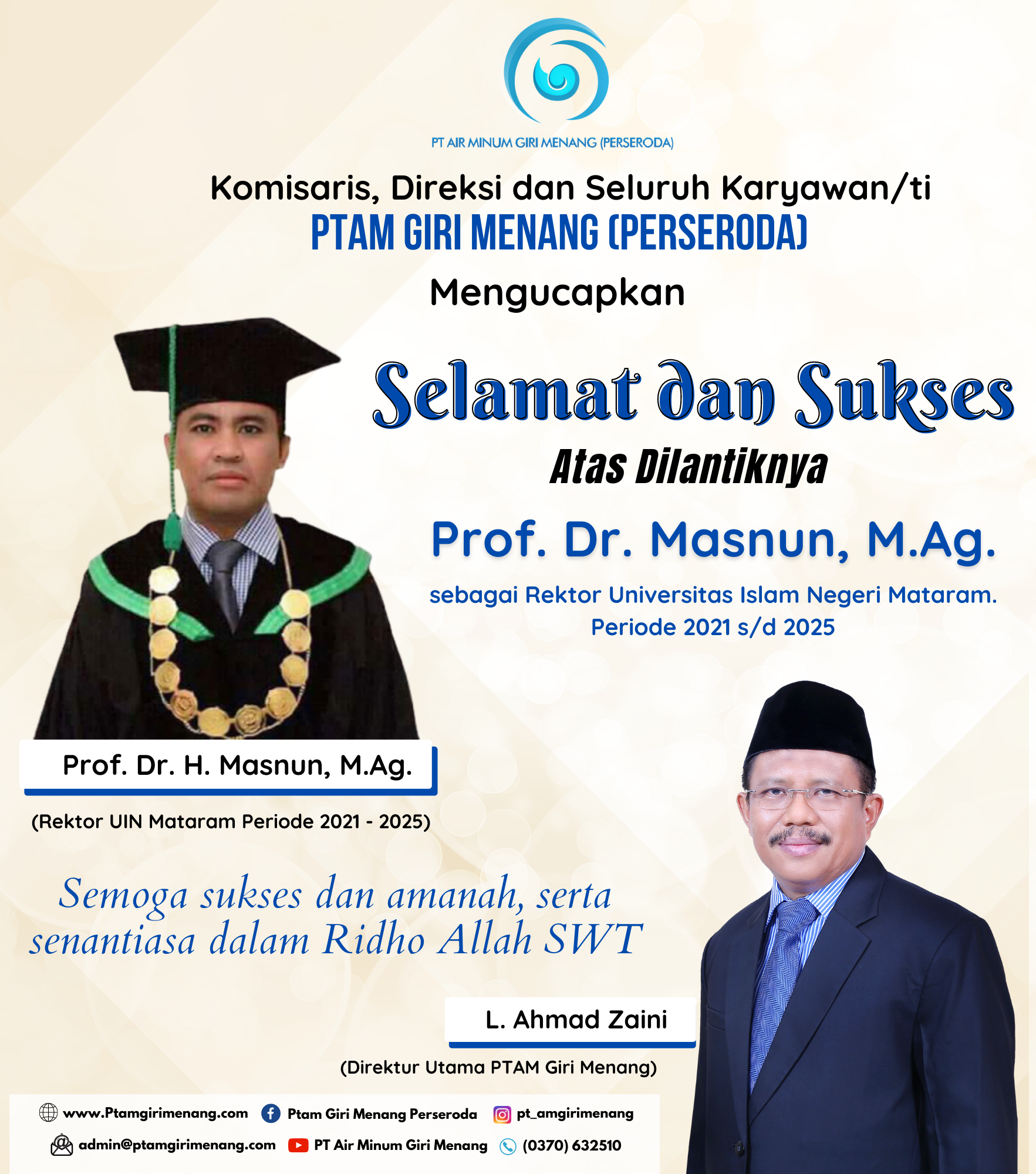 Selamat Atas Dilantiknya Prof. Dr. H. Masnun, M.Ag.