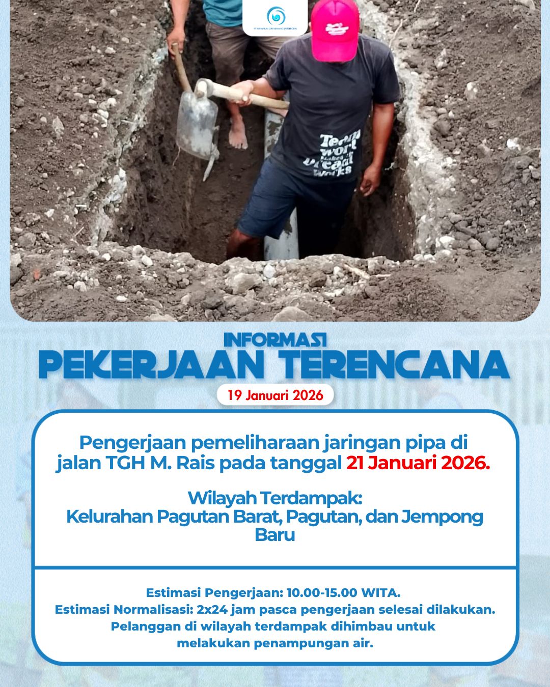 Pemeliharaan Jaringan Pipa Di Jalan TGH M. Rais